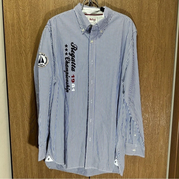Stafford Prep NWT Men Button Down XL Long Sleeve Striped Shirt Casual Blue Y2K - Picture 1 of 11